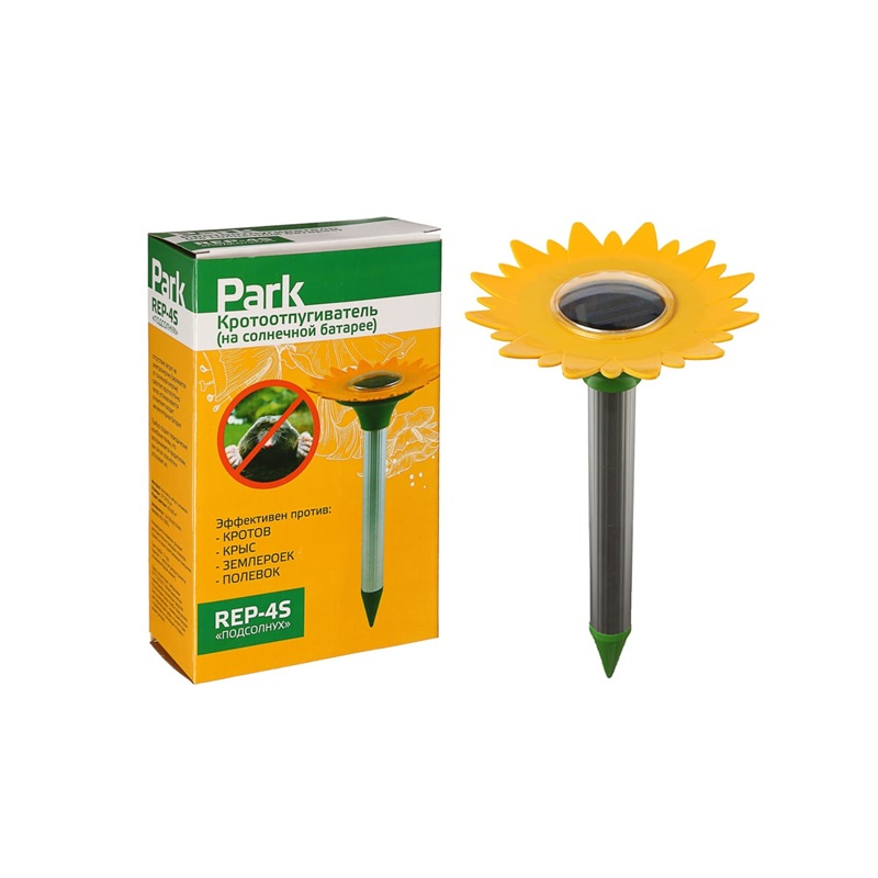Отпугиватель кротов Park REP-4S Подсолнух, на солнечной батарее d17см x 31 см