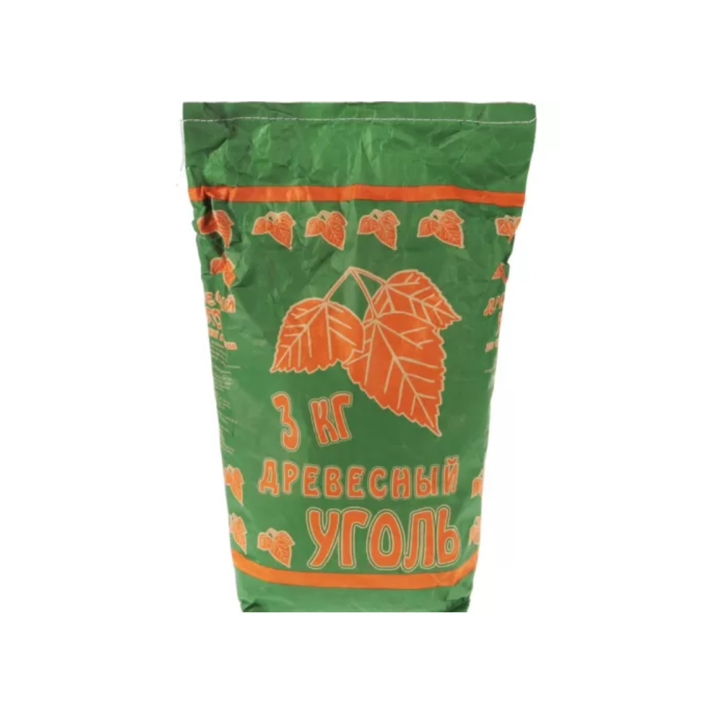 Уголь древесный березовый, крупная фракция, фасовка 3 кг