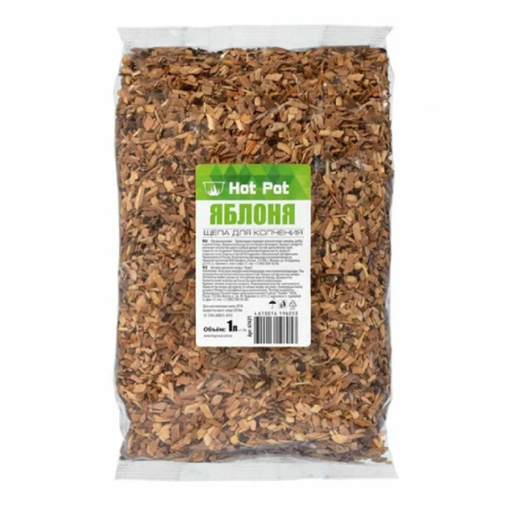 Щепа для копчения Hot Pot Яблоня, Для холодного копчения, средняя фракция, 1 л