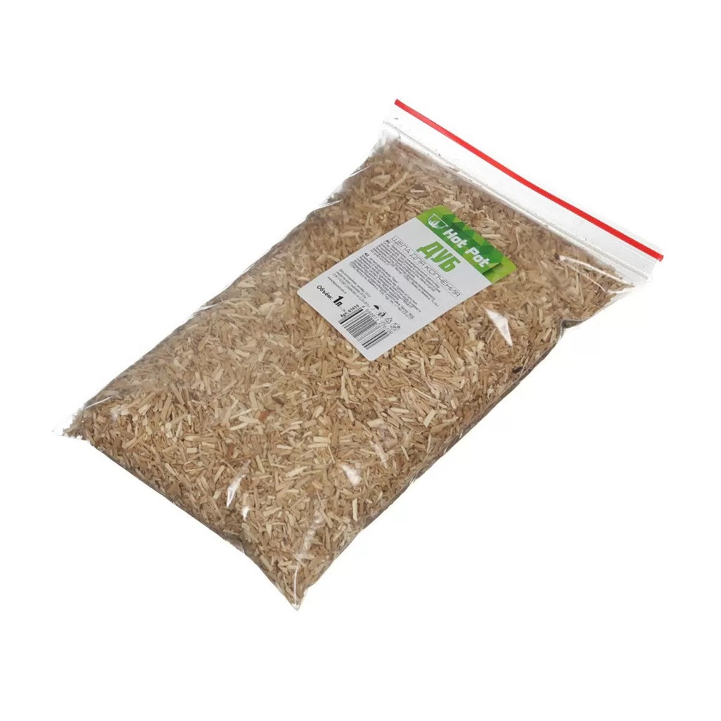 Щепа для копчения Hot Pot Дуб, для холодного и горячего копчения, средняя фракция, 1 л