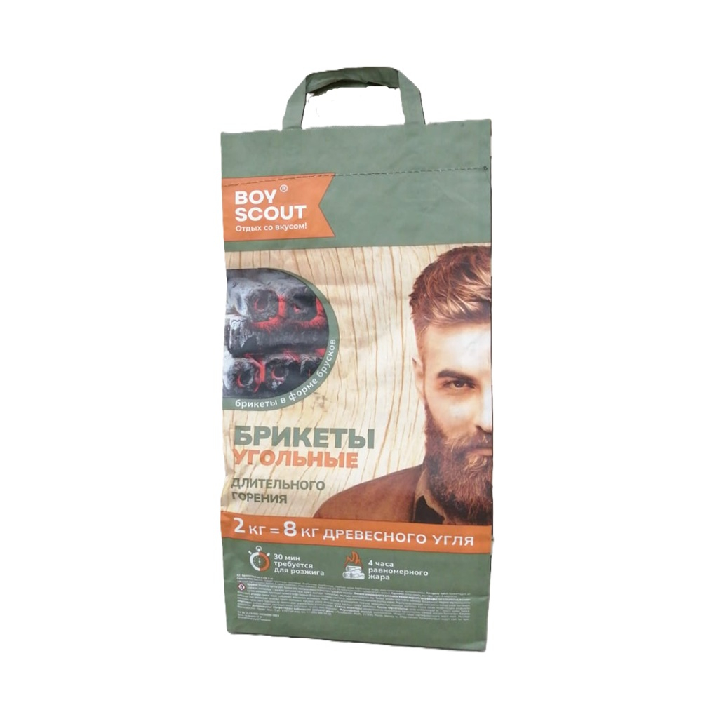 Брикеты угольные Boyscout длительного горения, в форме брусков, 2 кг