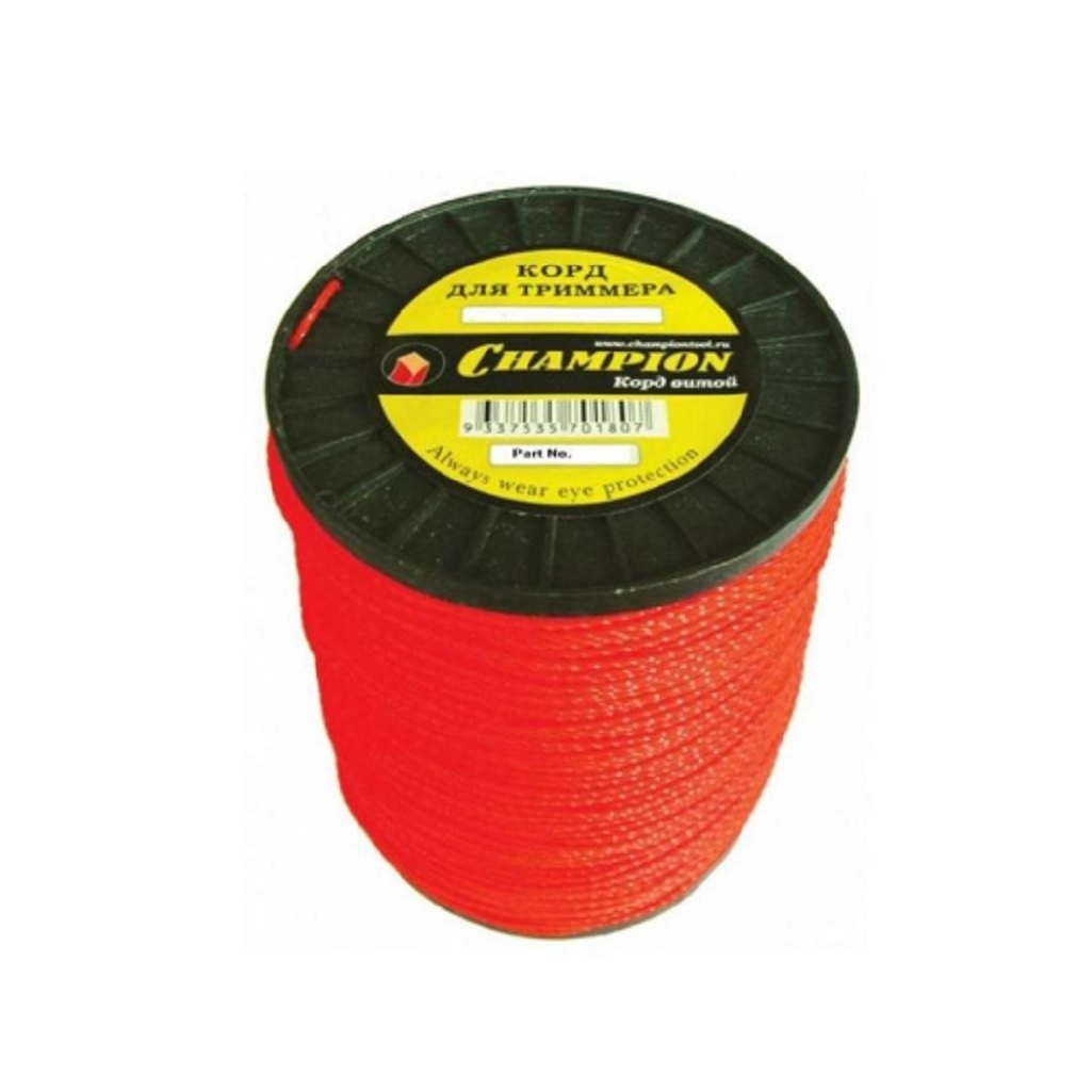 Леска для триммера Champion C5056, диаметр 2.0 мм, длина 126 м, витой квадрат