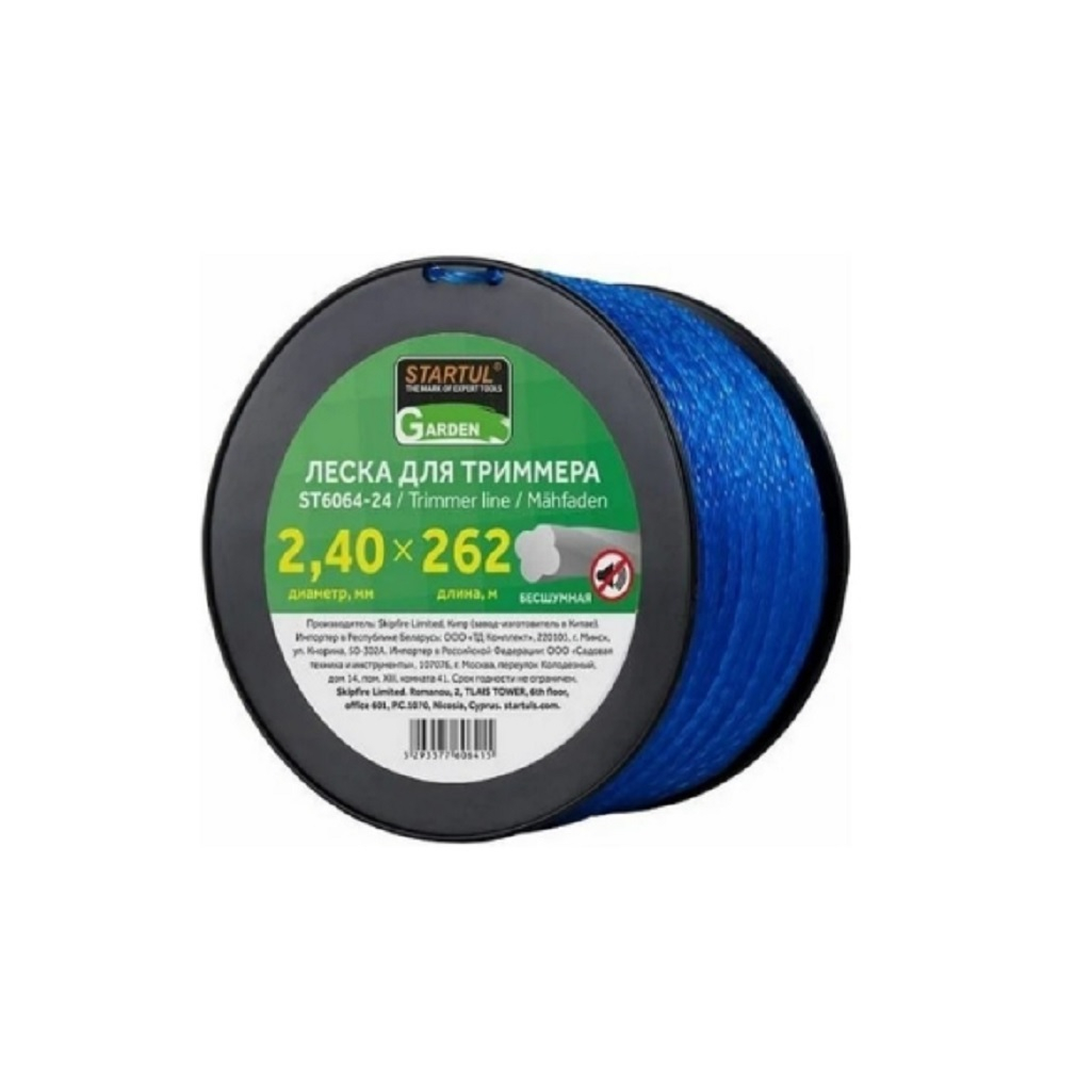 Леска для триммера STARTUL Garden ST6064-24, диаметр 2.4 мм, длина 262 м, бесшумная, 4-лепестковая