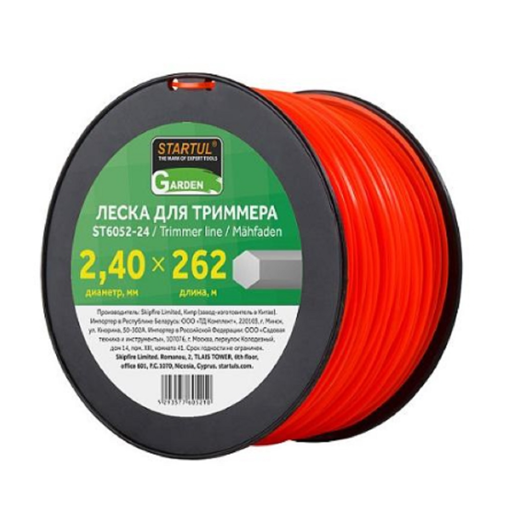 Леска для триммера STARTUL Garden ST6052-24, диаметр  2.4 мм, длина  262 м, шестигранник