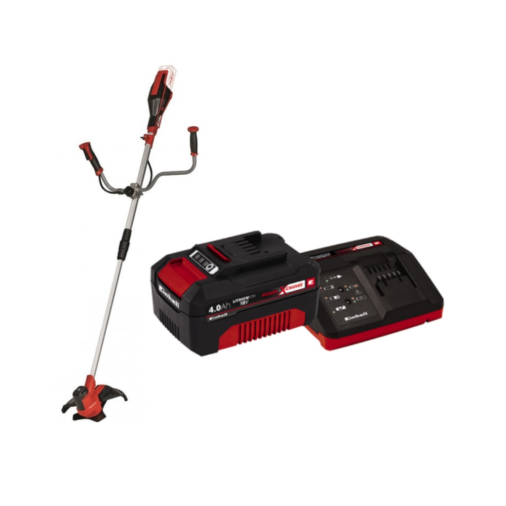 Триммер аккумуляторный Einhell PXC Agillo 18/200, нож, леска, велосипедная рукоятка, 1 аккумулятор 4 Ач, зарядное устройство, 3411310SET