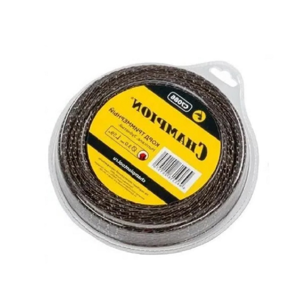 Леска для триммера Champion C7086, диаметр 3.0 мм, длина 59 м, зубчатый квадрат