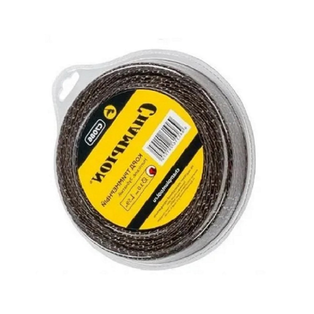 Леска для триммера Champion C7086, диаметр 3.0 мм, длина 59 м, зубчатый квадрат