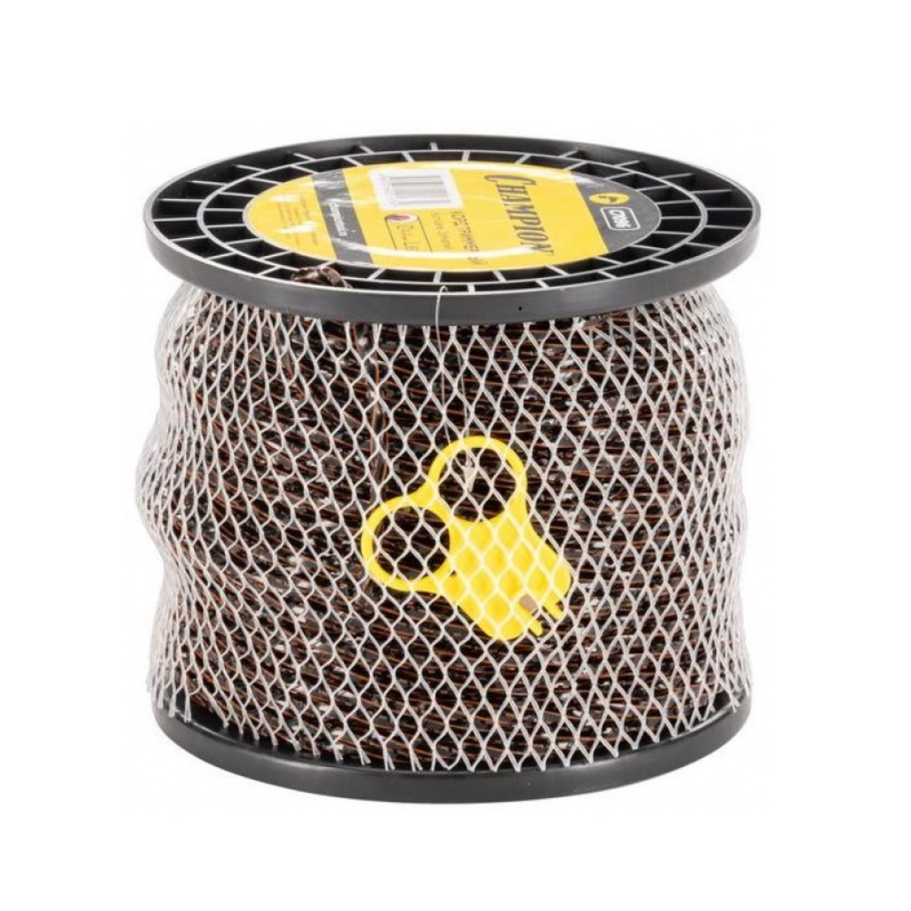 Леска для триммера Champion C7092, диаметр 3.7 мм, длина 39 м, зубчатый квадрат + нож