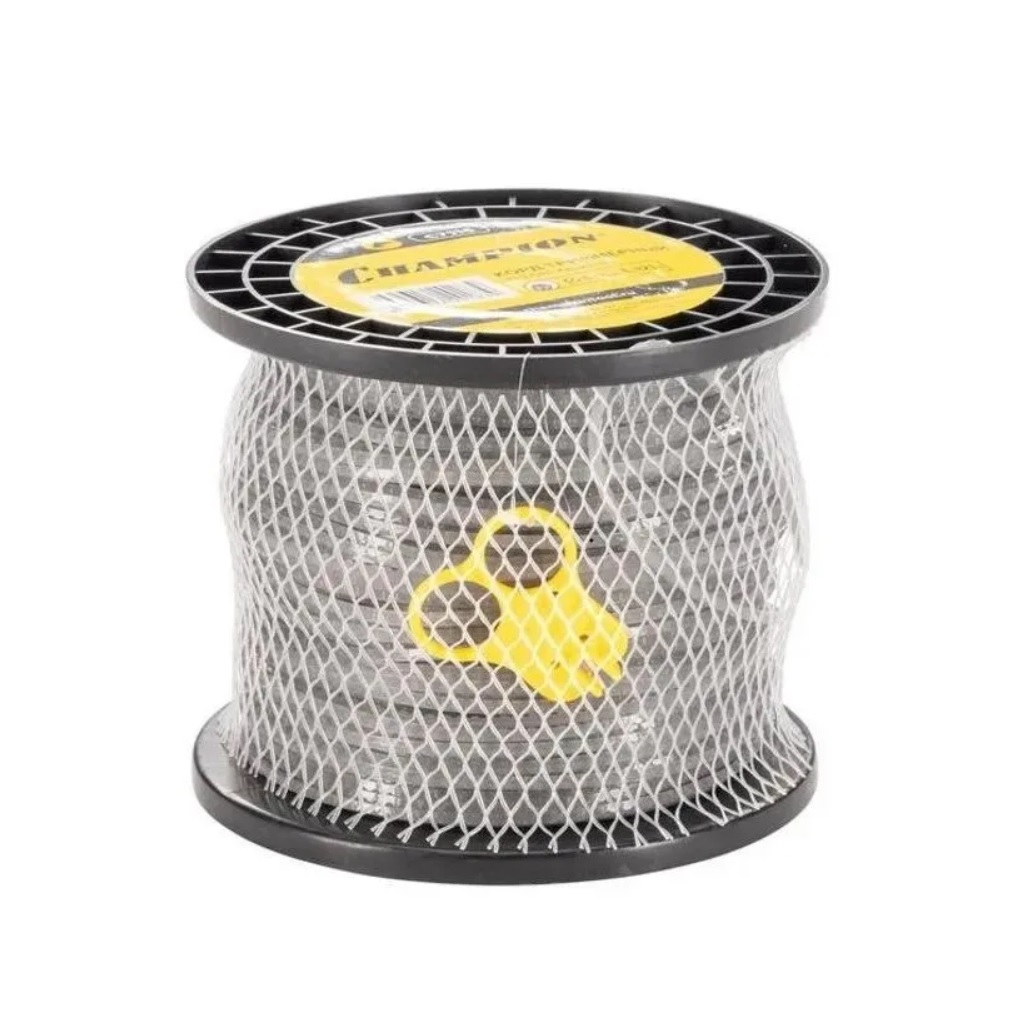 Леска для триммера Champion C7112, диаметр 2.4 мм, длина 62 м, зубчатый квадрат + нож