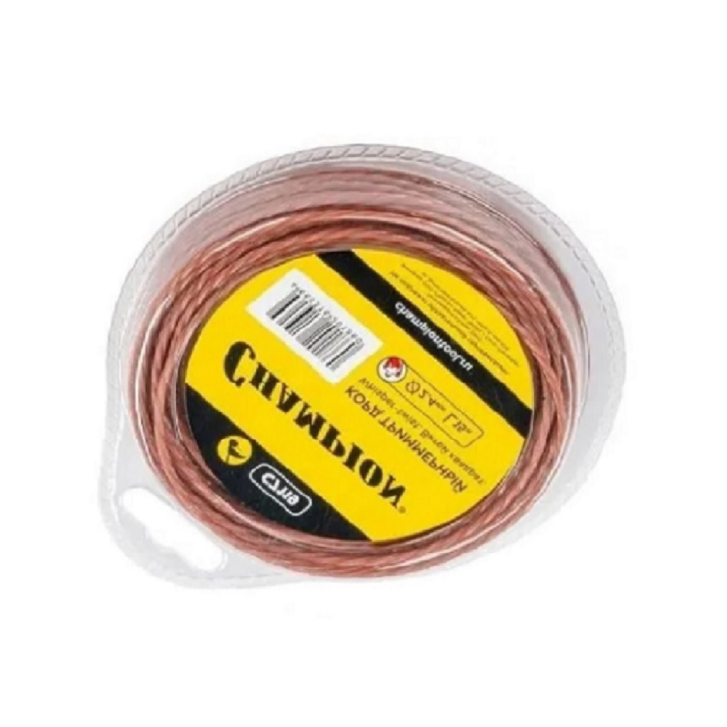 Леска для триммера Champion C7119, диаметр 2.4 мм, длина 15 м, витой квадрат