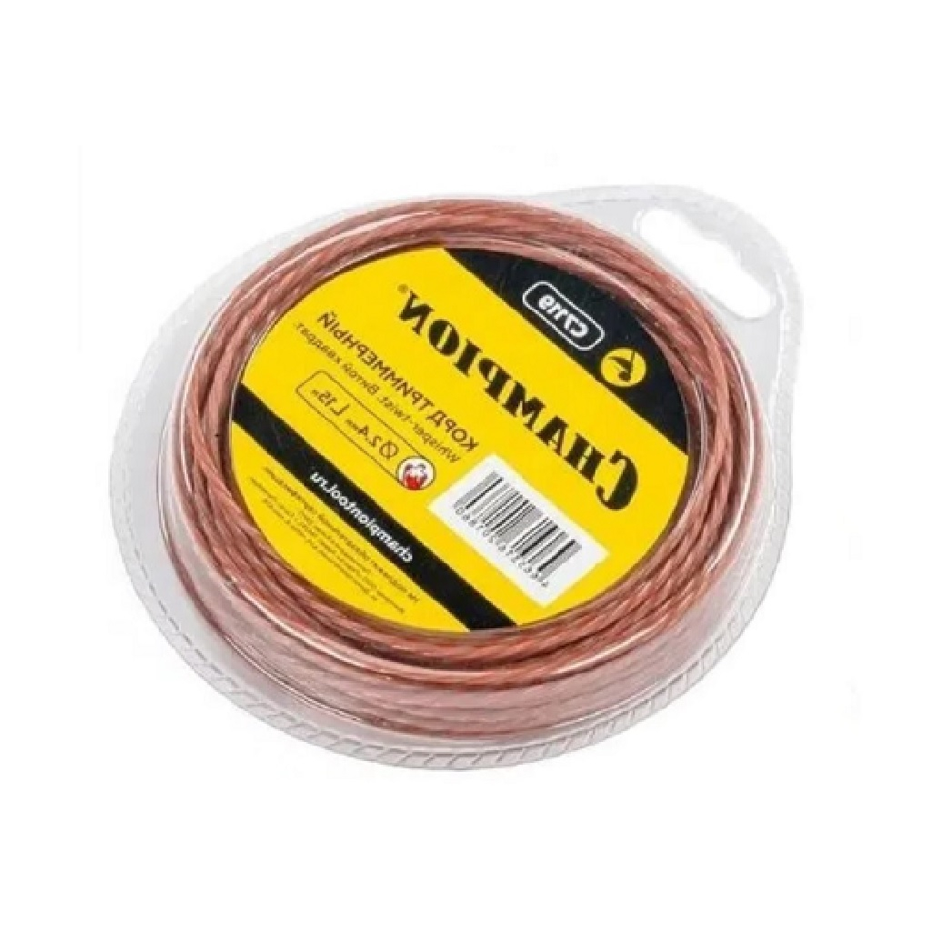 Леска для триммера Champion C7120, диаметр 2.4 мм, длина 87 м, витой квадрат