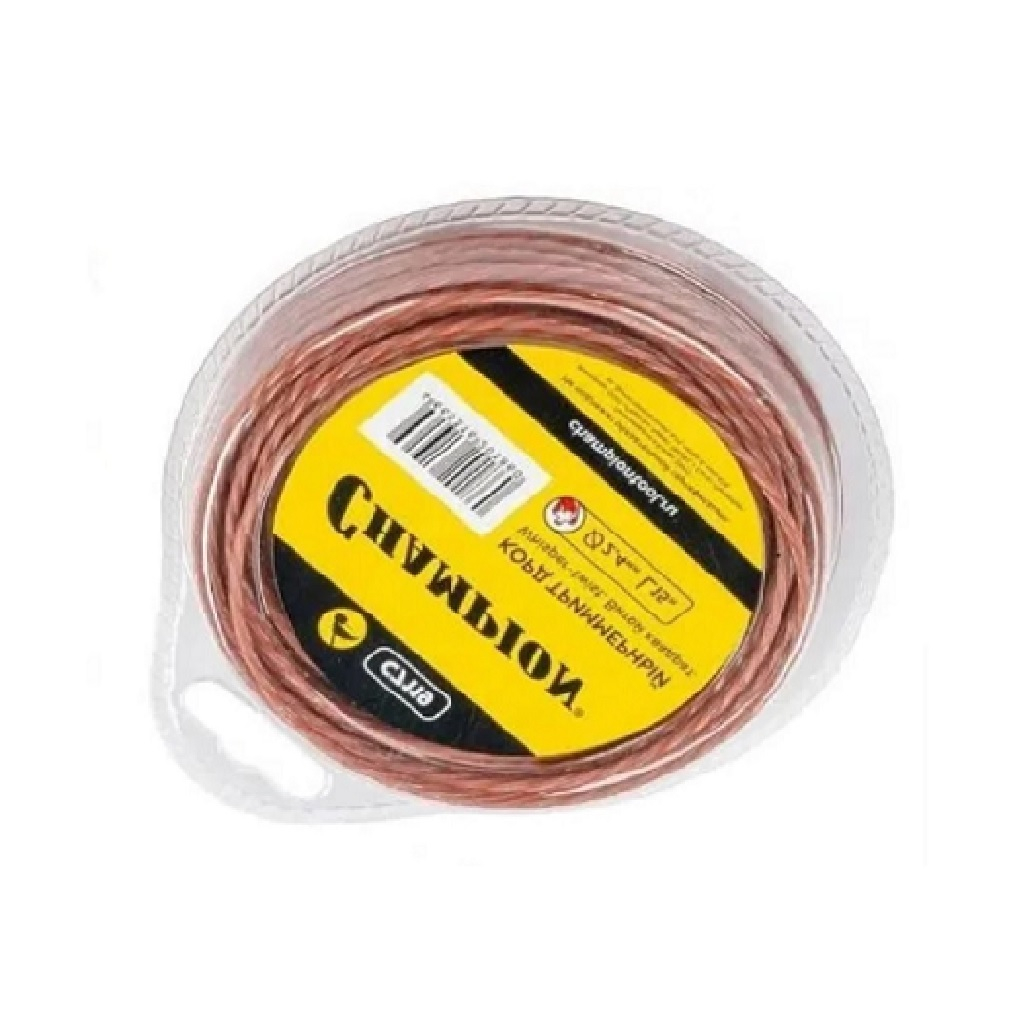 Леска для триммера Champion C7120, диаметр 2.4 мм, длина 87 м, витой квадрат