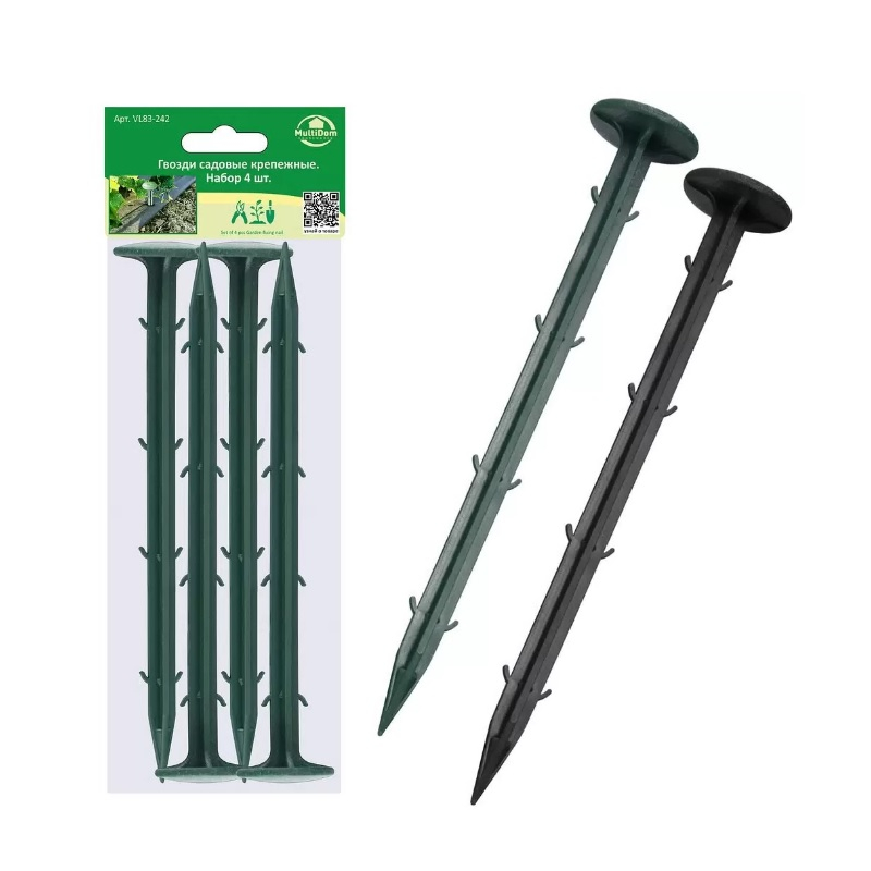 Набор садовых крепежных гвоздей Мультидом VL83-242 20 см, 4 шт/уп