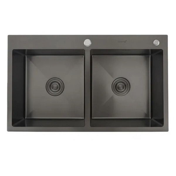 Мойка кухонная Gappo GS8350-6 черная, врезная стальная 