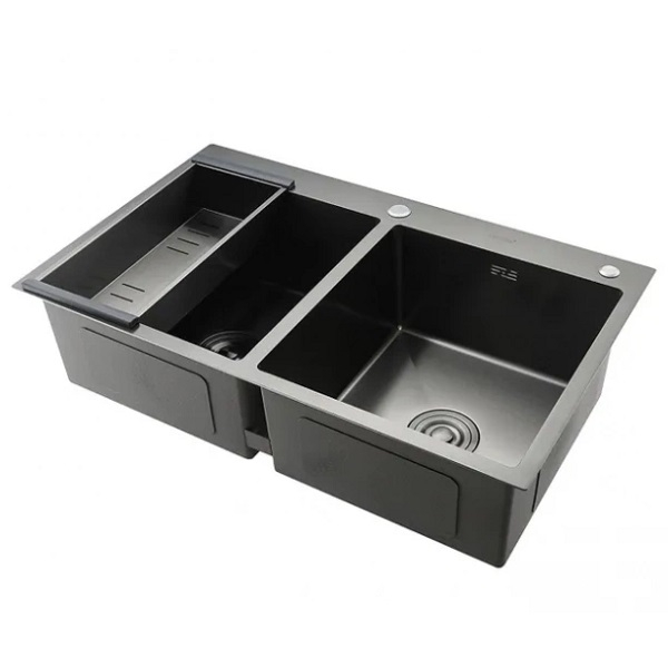 Мойка кухонная Gappo GS8350-6 черная, врезная стальная 