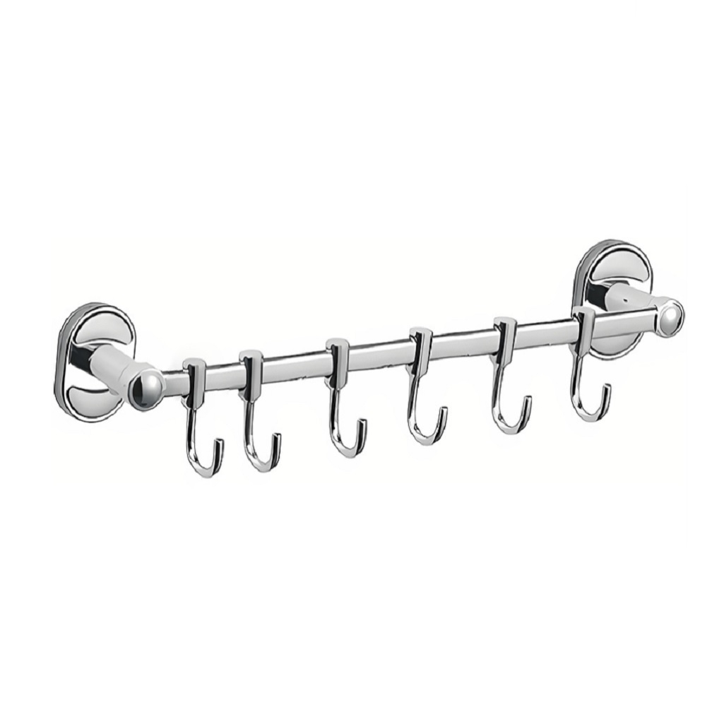 Вешалка для полотенец Frap F1915-6 с 6 подвижными крючками, хром
