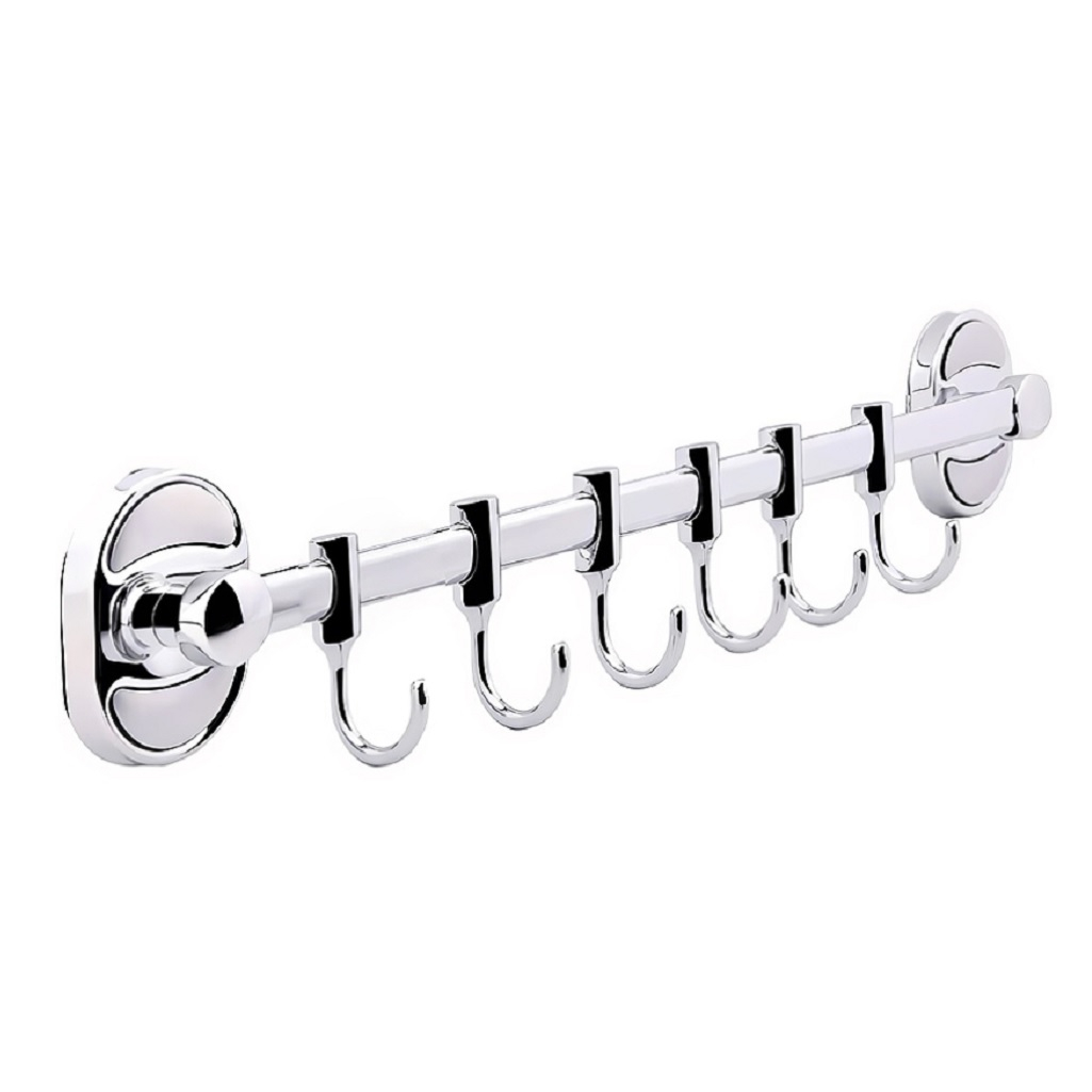Вешалка для полотенец Frap F1915-6 с 6 подвижными крючками, хром