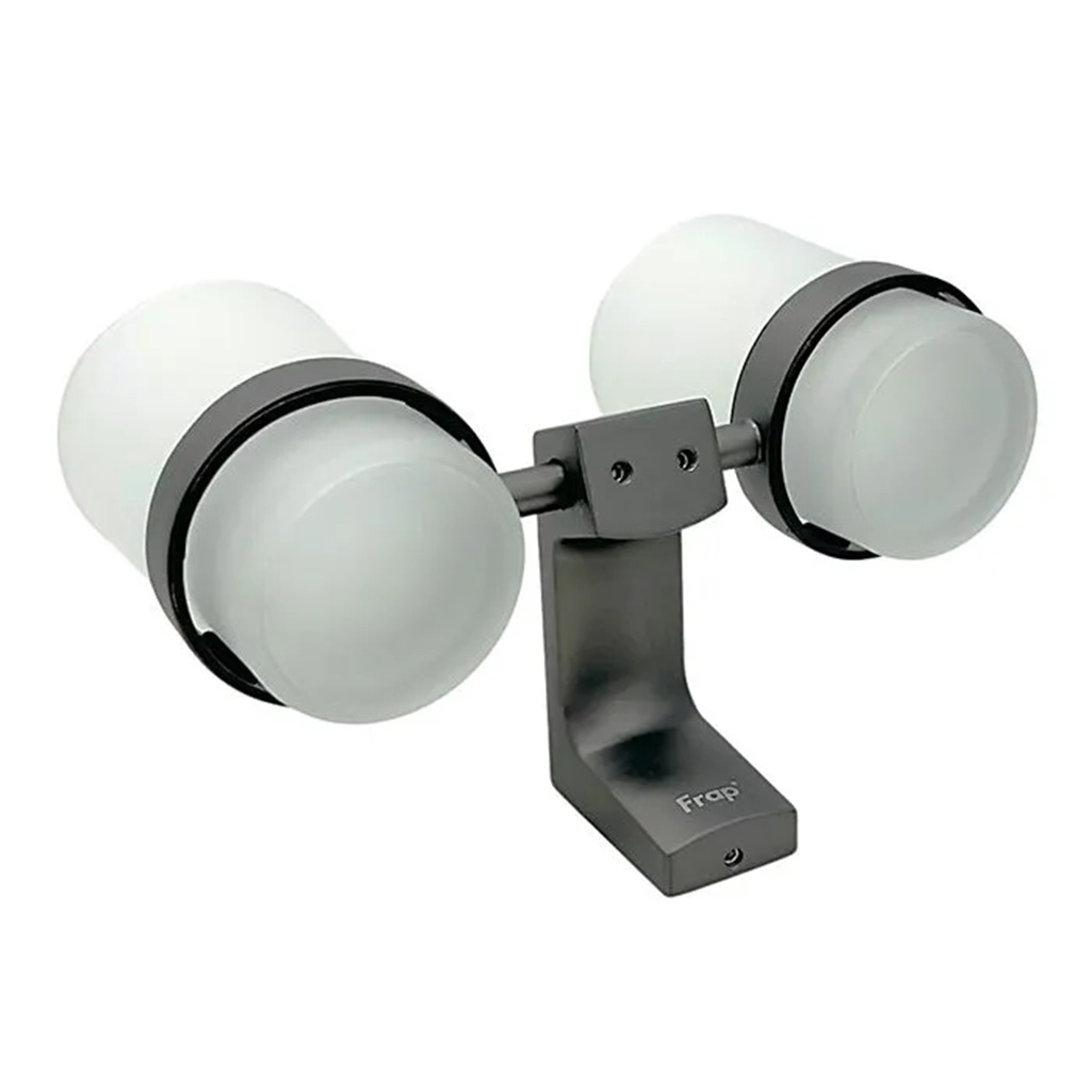 Держатель с двумя стаканами Frap F30608-9 для зубных щеток, нержавеющая сталь, стекло, оружейная сталь