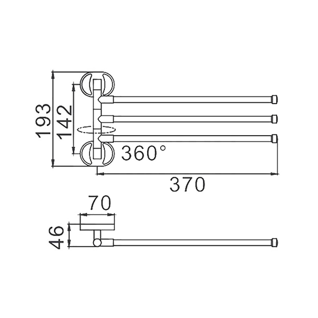 Полотенцедержатель поворотный тройной Frap F1913, латунь, хром, 37 см