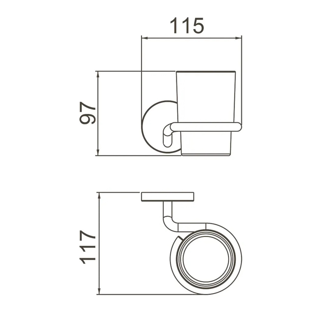 Держатель со стаканом Gappo G30706-6 для зубных щеток, нержавеющая сталь, стекло, черный