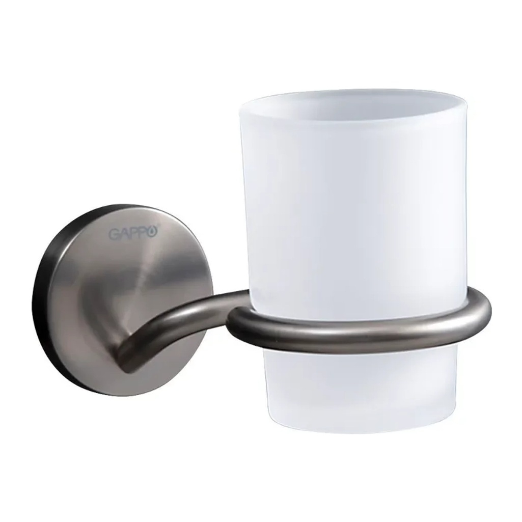Держатель со стаканом Gappo G30706-9 для зубных щеток, латунь, стекло, оружейная сталь