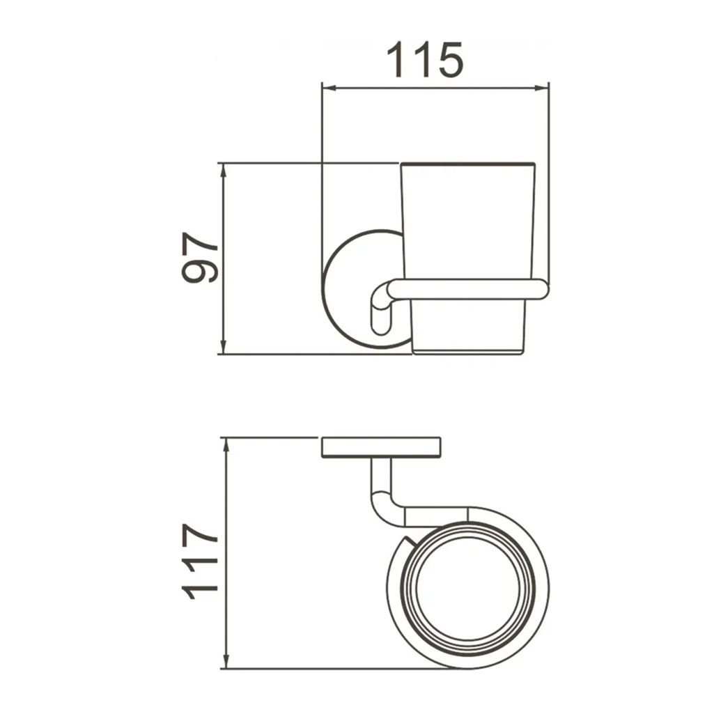 Держатель со стаканом Gappo G30706-9 для зубных щеток, латунь, стекло, оружейная сталь