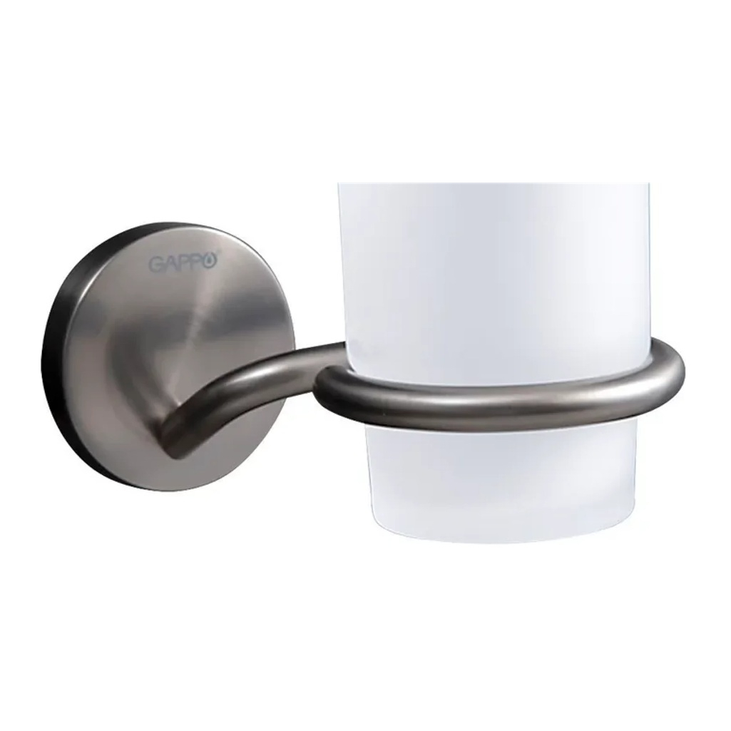 Держатель со стаканом Gappo G30706-9 для зубных щеток, латунь, стекло, оружейная сталь