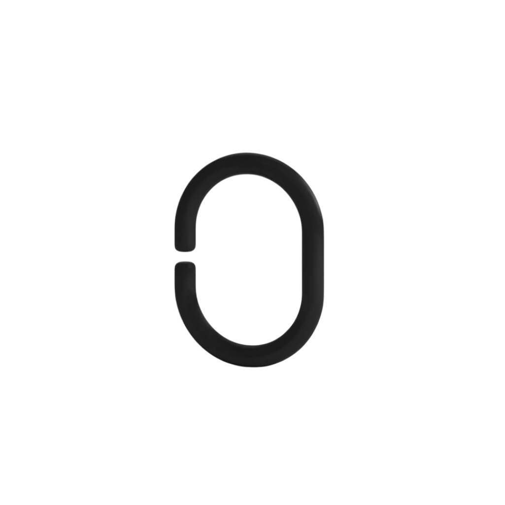 Кольца для штор в ванную Iddis RID013P, 236284, в наборе 12 штук, полипропилен, черный