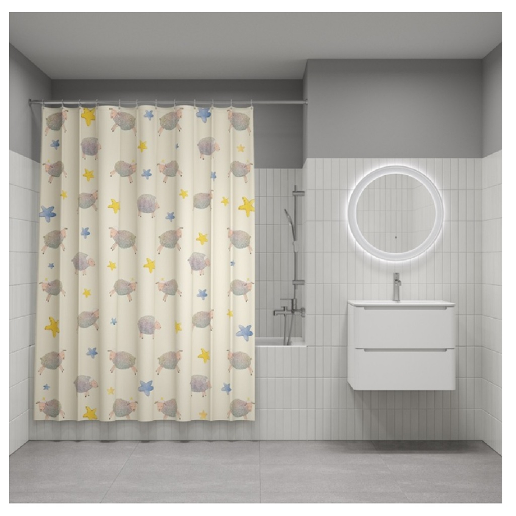 Штора для ванной IDDIS BA01P18I11, полиэстер, 1800х2000 мм, бежевый