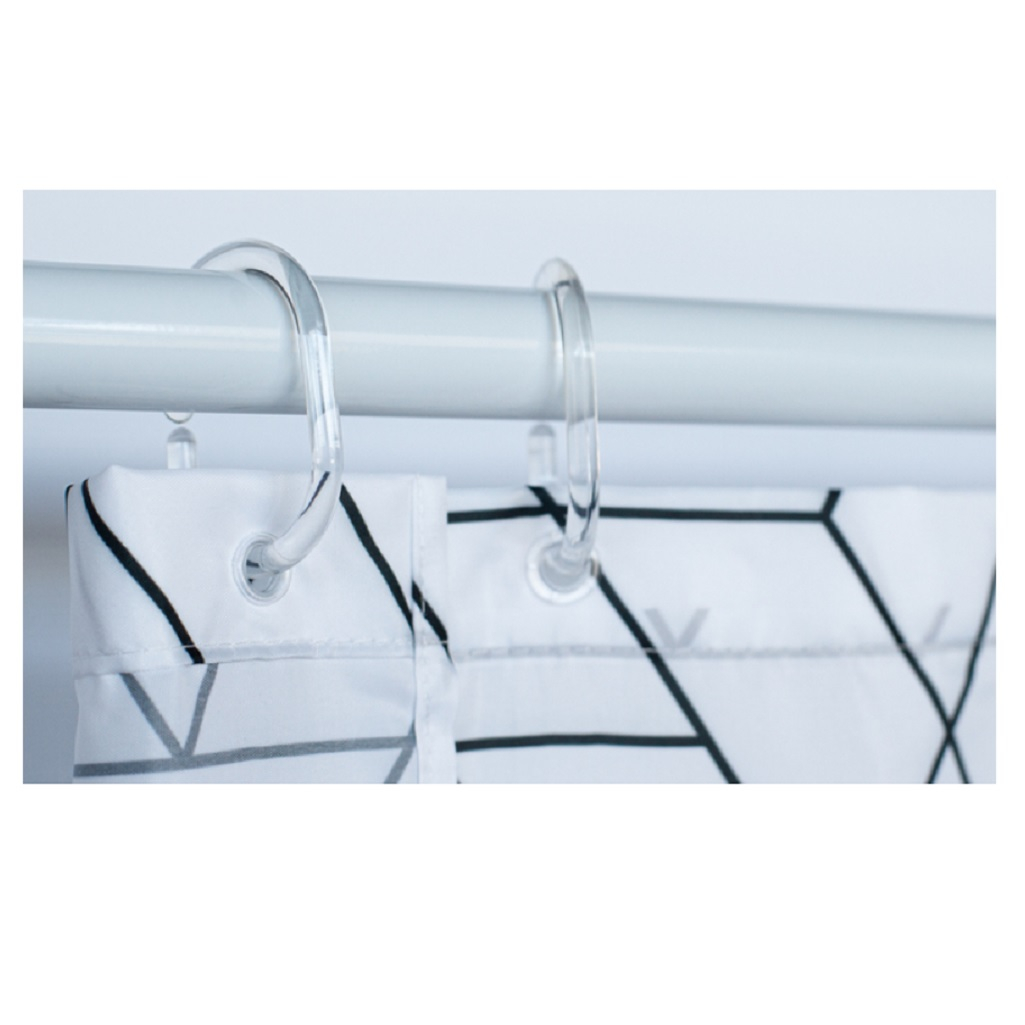 Штора для ванной IDDIS BB01P18I11, полиэстер, 1800х2000 мм, черно-белый