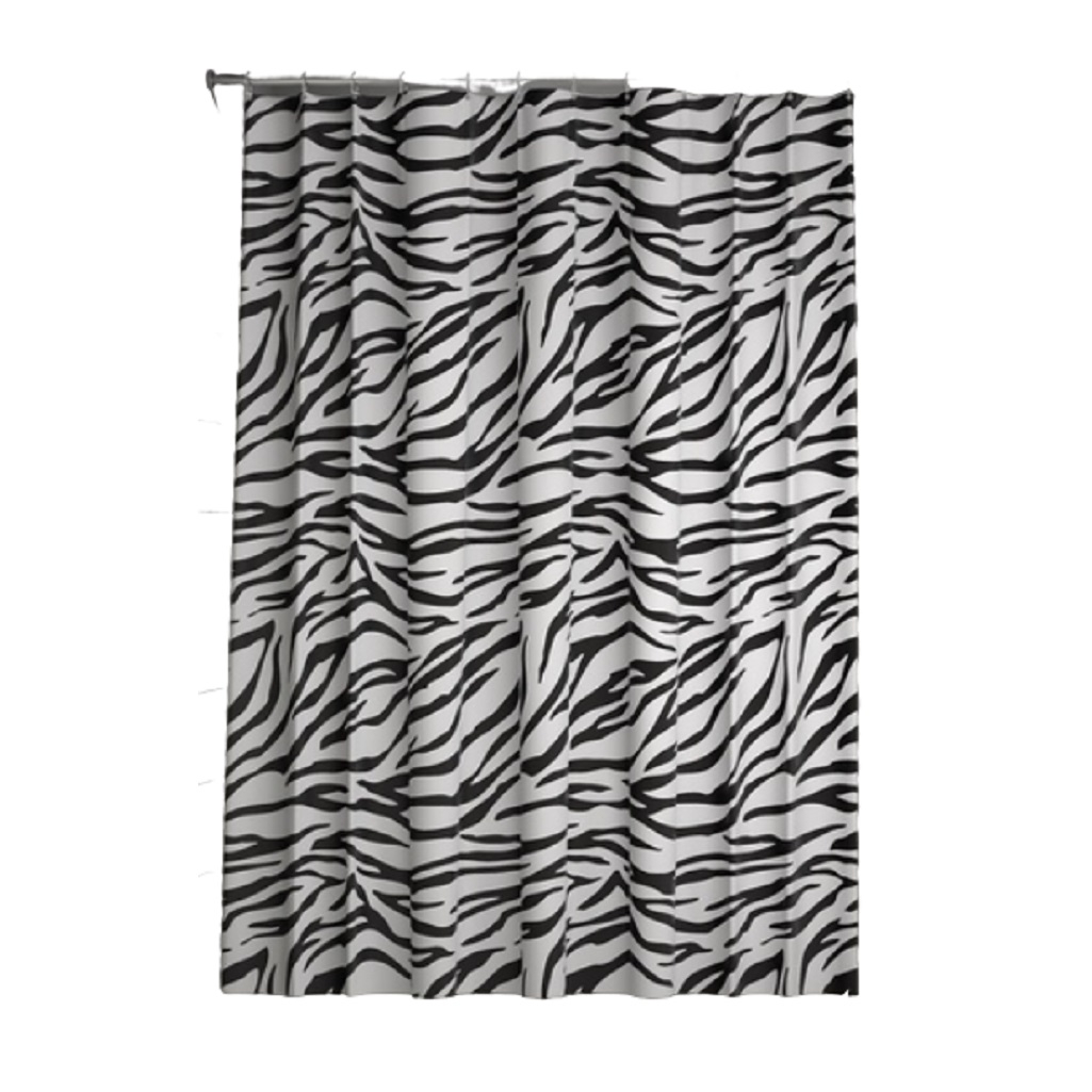 Штора для ванной IDDIS BB03P18I11, полиэстер, 1800х2000 мм, черно-белый