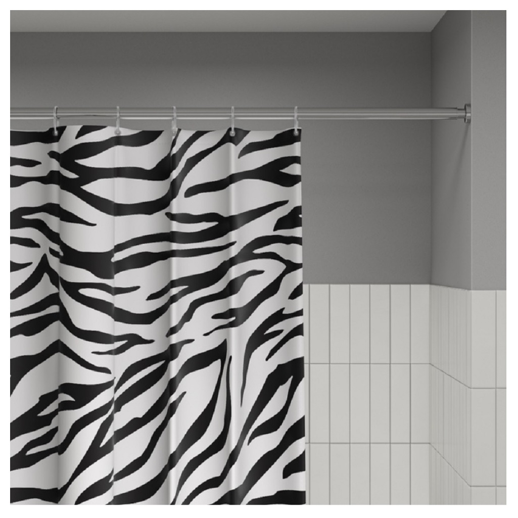 Штора для ванной IDDIS BB03P18I11, полиэстер, 1800х2000 мм, черно-белый