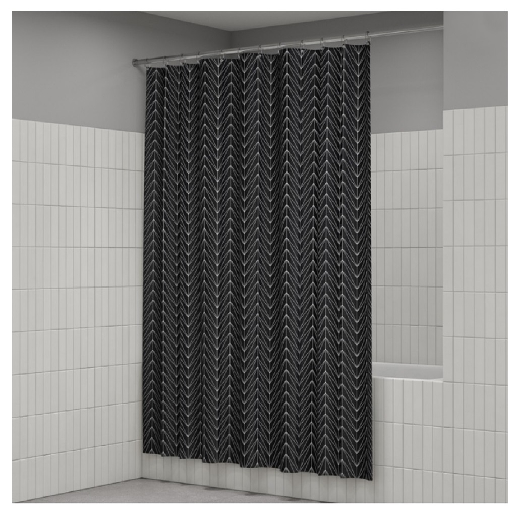 Штора для ванной IDDIS BB05P18I11, полиэстер, 1800х2000 мм, черно-белый