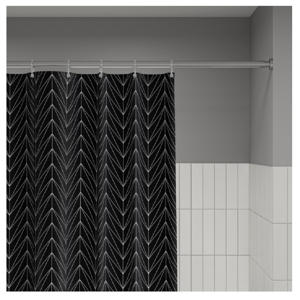 Штора для ванной IDDIS BB05P18I11, полиэстер, 1800х2000 мм, черно-белый