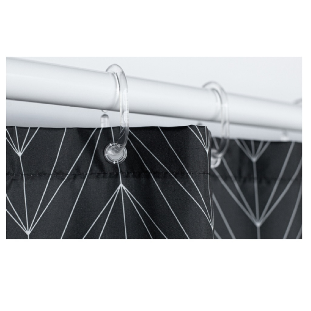 Штора для ванной IDDIS BB05P18I11, полиэстер, 1800х2000 мм, черно-белый