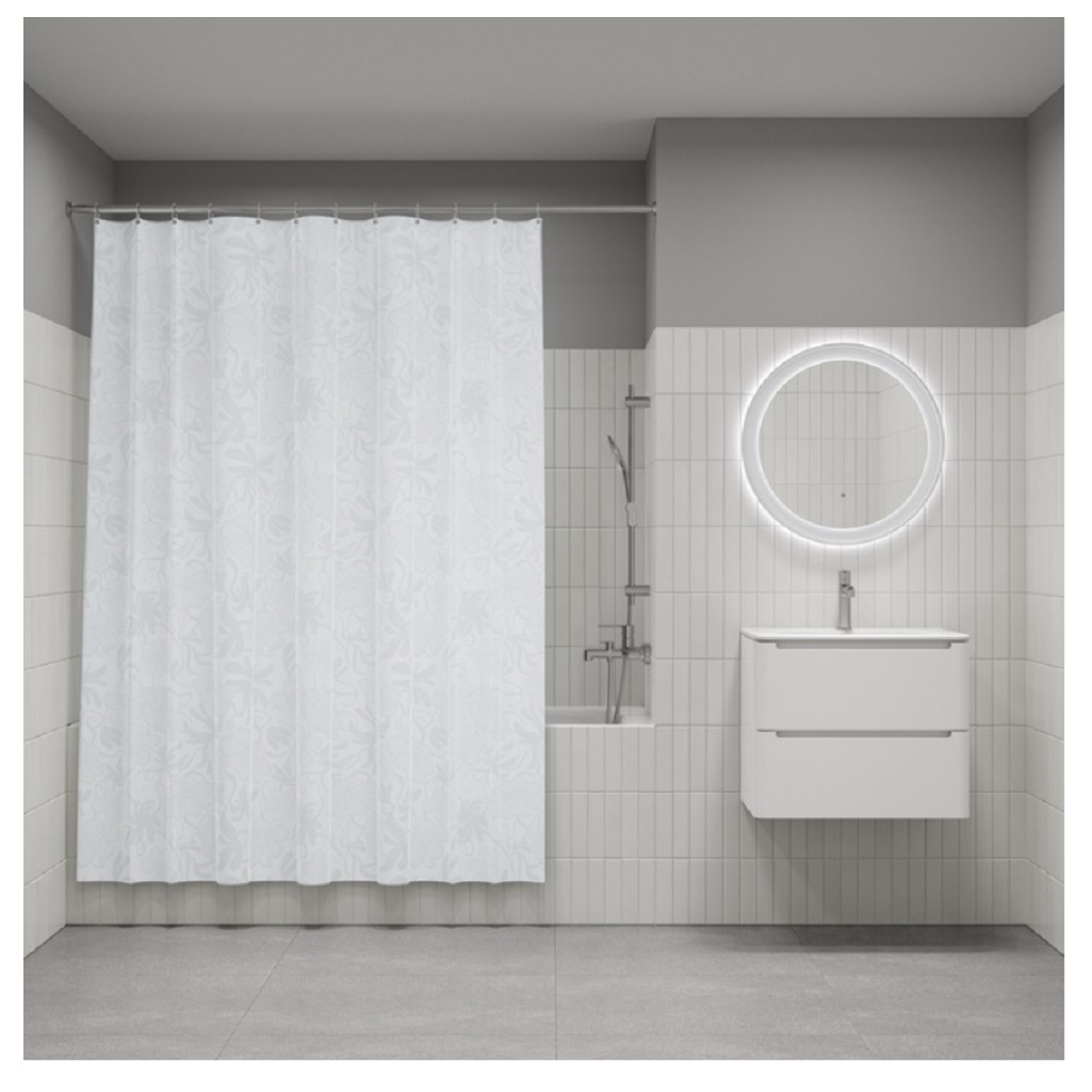 Штора для ванной IDDIS BD03P18I11, полиэстер, 1800х2000 мм, белый