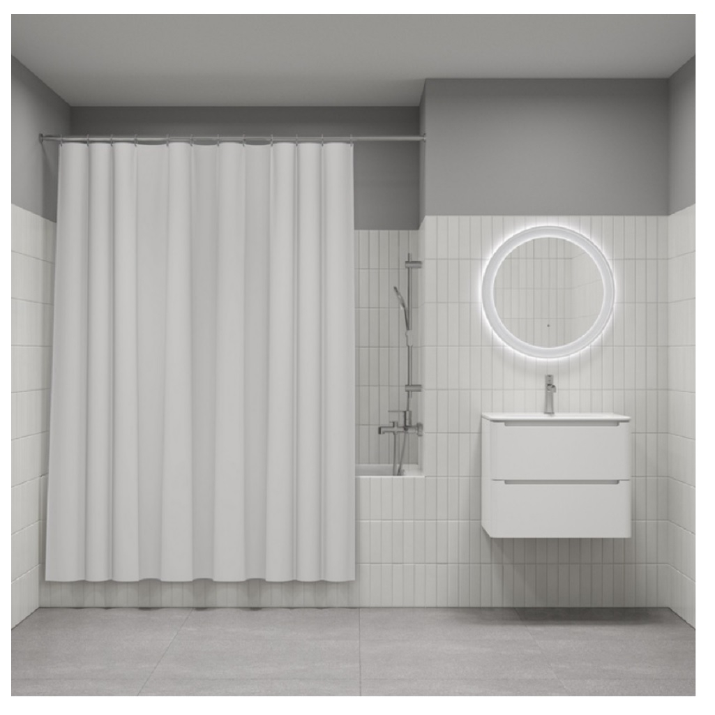 Штора для ванной IDDIS P02PE18I11, полиэтилен, 1800х2000 мм, белый