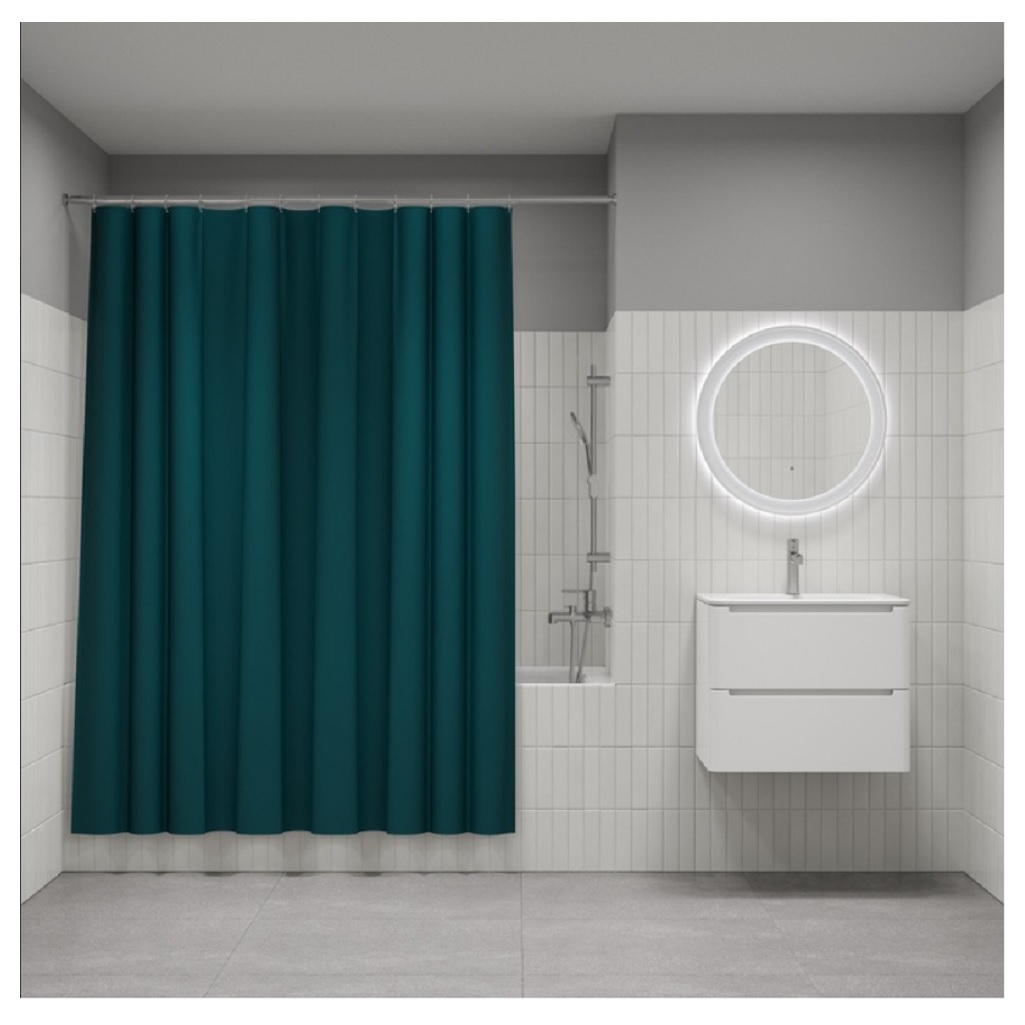 Штора для ванной IDDIS P04PE18I11, полиэтилен, 1800х2000 мм, зеленый