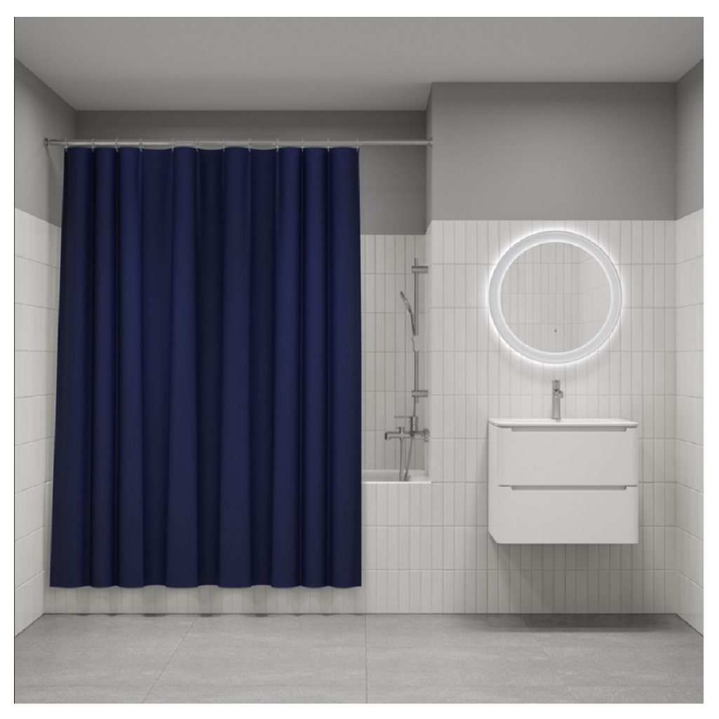 Штора для ванной IDDIS P05PE18I11, полиэтилен, 1800х2000 мм, темно-синий