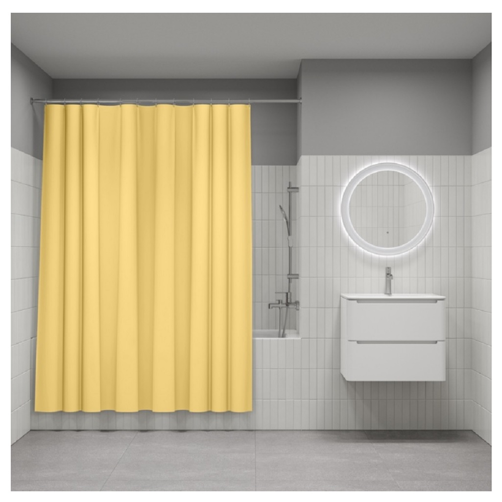 Штора для ванной IDDIS P06PE18I11, полиэтилен, 1800х2000 мм, желтый