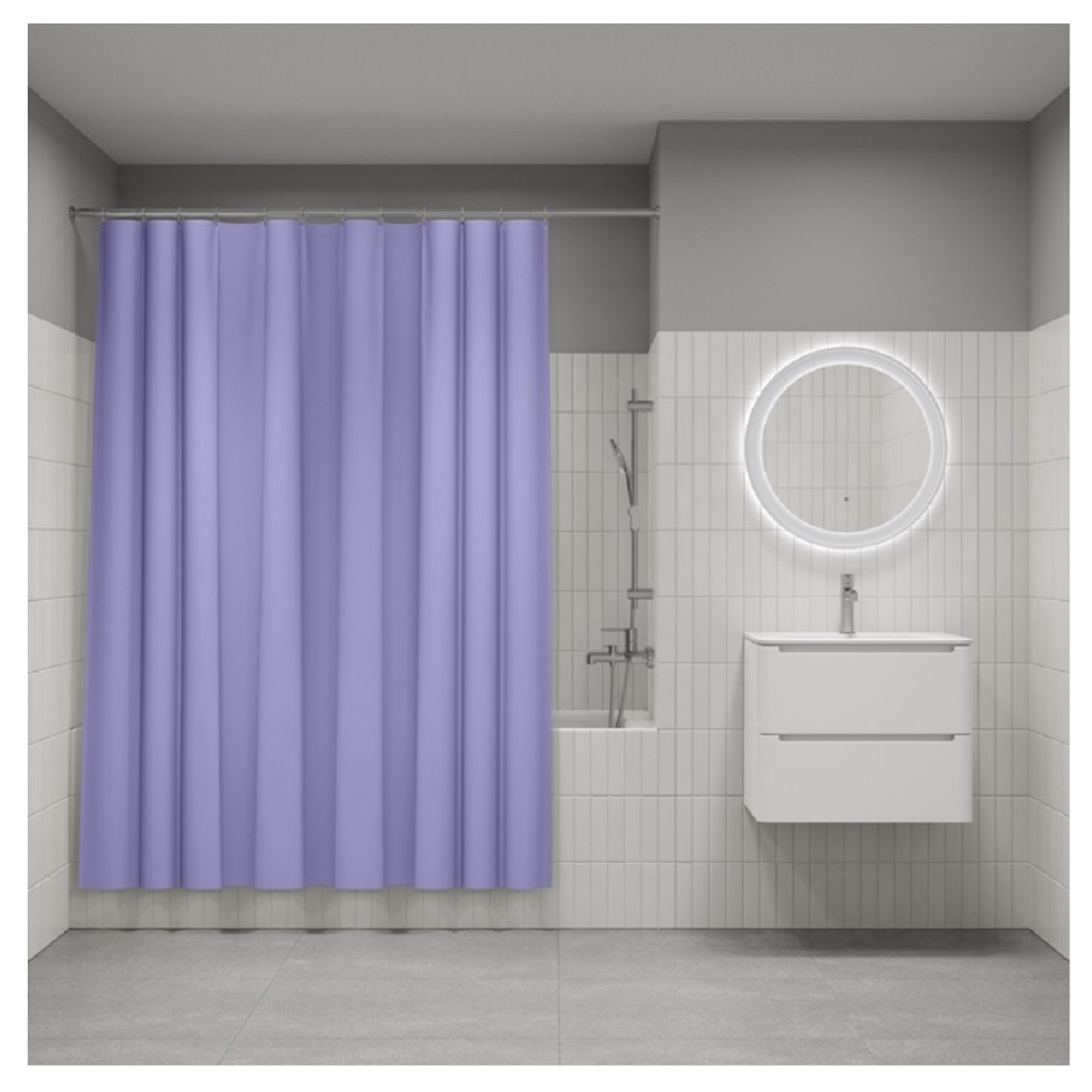Штора для ванной IDDIS P08PE18I11, полиэтиленвинилацетат, 1800х2000 мм, фиолетовый