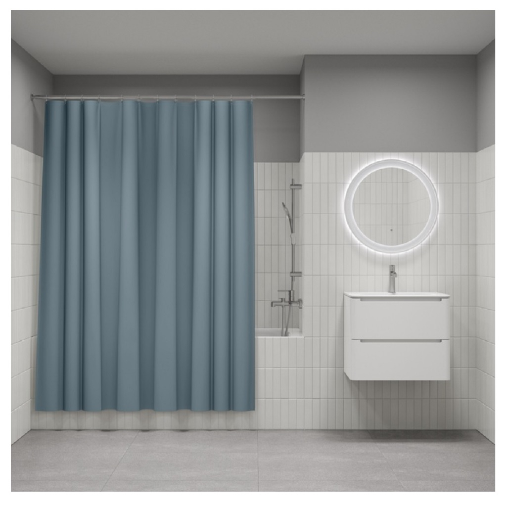 Штора для ванной IDDIS P09PE18I11, полиэтиленвинилацетат, 1800х2000 мм, серый