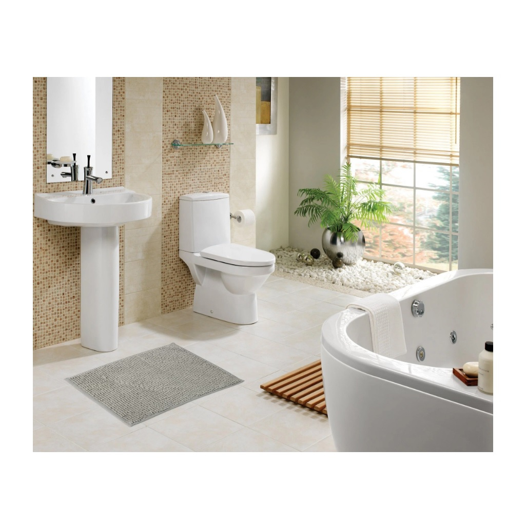 Коврик для ванной Рыжий Кот BASIC 102405, 400х600 мм, серый, полиэстер, нескользящий