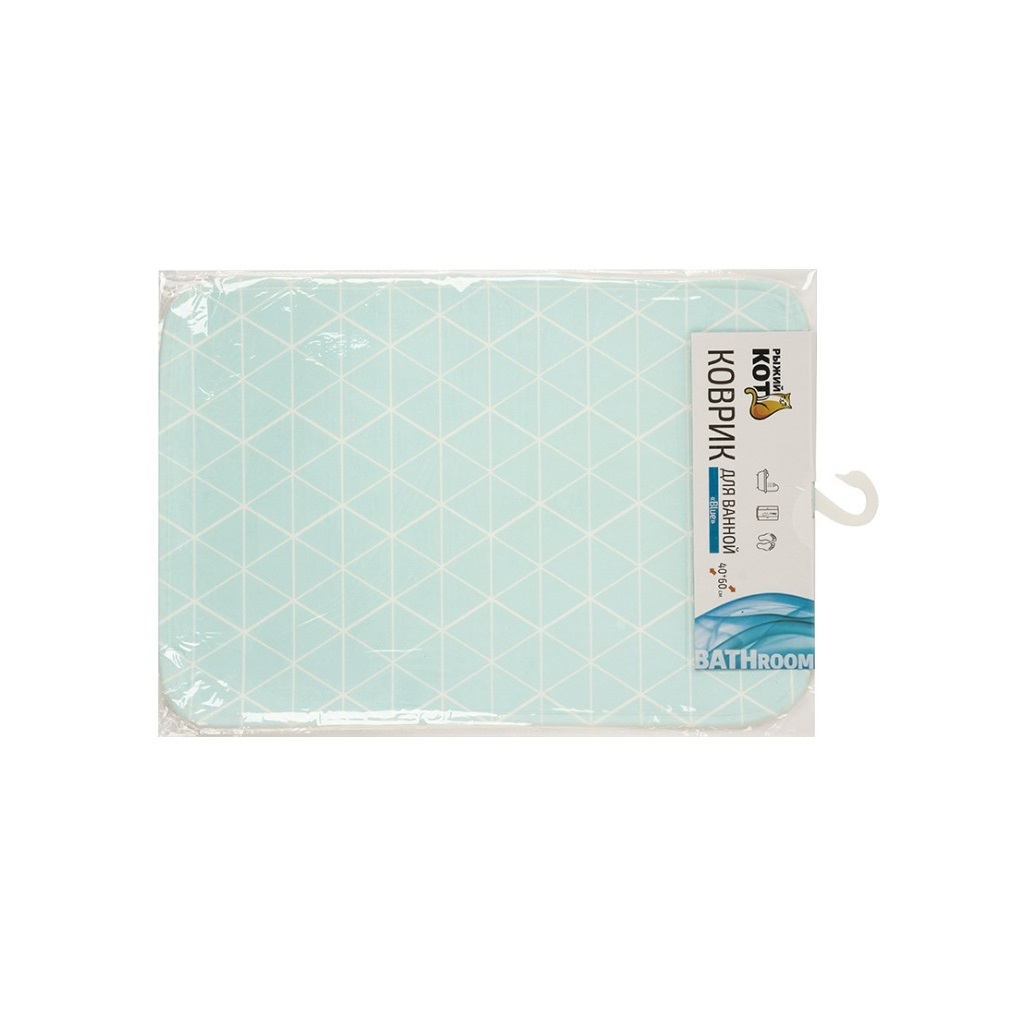 Коврик для ванной Рыжий Кот BLUE 102530, 400х600 мм, бирюзовый, полиэстер, антискользящая подложка