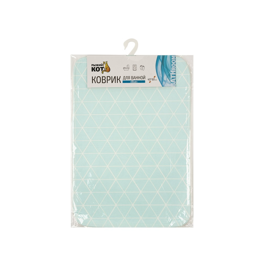 Коврик для ванной Рыжий Кот BLUE 102530, 400х600 мм, бирюзовый, полиэстер, антискользящая подложка