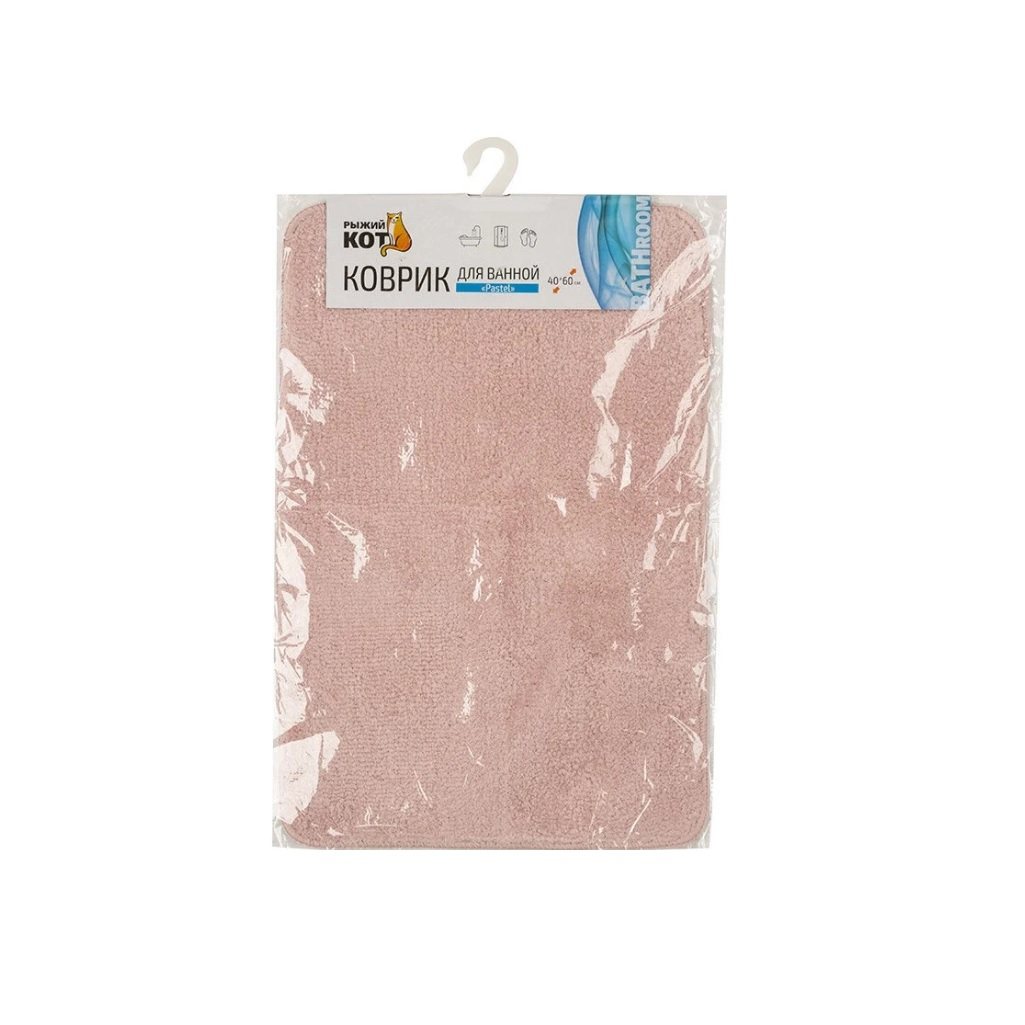 Коврик для ванной Рыжий Кот PASTEL 102500, 400х600 мм, розовый, полиэстер, латекс