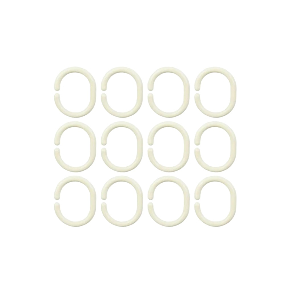 Кольца для штор в ванную Рыжий Кот 261113, полипропилен, белый, набор 12 штук