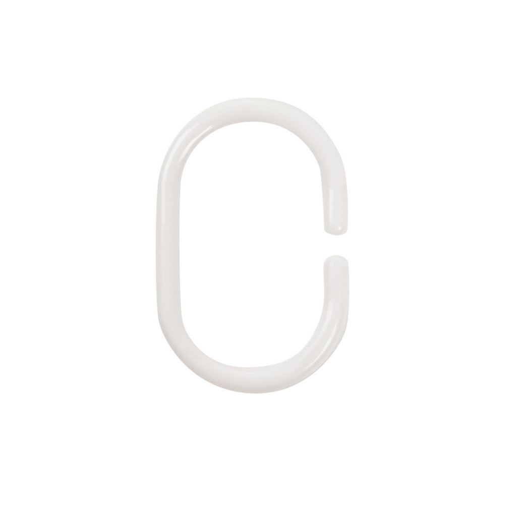 Кольца для штор в ванную Рыжий Кот 261113, полипропилен, белый, набор 12 штук