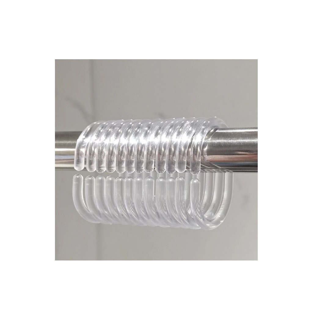 Кольца для штор в ванную Рыжий Кот 242546, полипропилен, прозрачные, набор 12 штук