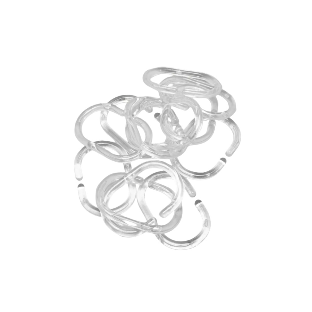 Кольца для штор в ванную Рыжий Кот 242546, полипропилен, прозрачные, набор 12 штук